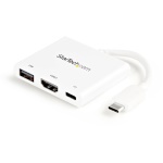Startech.Com - StarTech.com Adattatore Multifunzione USB-C a HDMI 4k con Power Delivery e porta USB-A - Bianco, Cablato, USB 3.2 Gen 1 (3.1 Gen 1) Type-C, 60 W, Bianco, 5 Gbit/s, 4096 x 2160 Pixel