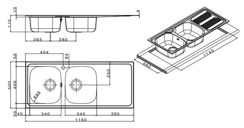 Apell TM1162IRPC lavello Lavello montato su piano Rettangolare Acciaio inossidabile