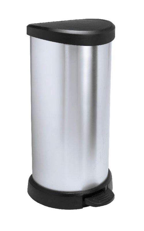 Curver Deco Bins 3253922150002 Rotondo Nero, Argento