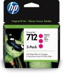 HP - HP Confezione da 3 cartucce di inchiostro magenta originale DesignJet 712 da 29 ml, Resa standard, Inchiostro colorato, 29 ml, 3 pz, Confezione combo