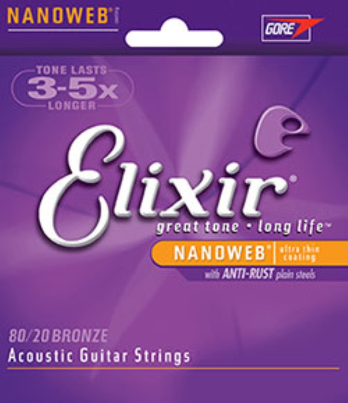 Muta corde chitarra acustica Elixir 11002 NANOWEB 80 20 Extra Light Br