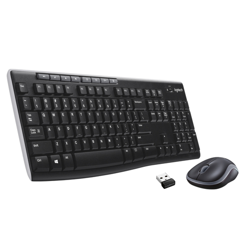 920-004508 Logitech MK270, Standard, Senza fili, RF Wireless, QWERTY, Nero, Argento, Mouse incluso