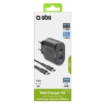 SBS - SBS Wall Charger Kit 18W, Universale, Interno, 100-250 V, 50/60 Hz, 18 W, 5/9 V