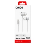 SBS - SBS Auricolare in ear stereo con connettore Lightning, Auricolare, In-ear, Musica e Chiamate, Bianco, Pulsante, Pulsanti