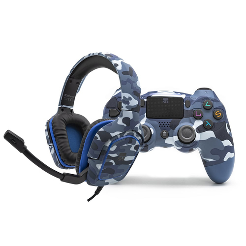 Xtreme Videogames Kit Accessori Cuffia+Pad+Cavo Ice Blue Camo Gamepad Xtreme Videogames Playstation 4 Kit Accessori Cuffia+Pad+Cavo