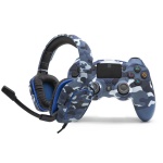 Xtreme Videogames Kit Accessori Cuffia+Pad+Cavo Ice Blue Camo Gamepad Xtreme Videogames Playstation 4 Kit Accessori Cuffia+Pad+Cavo