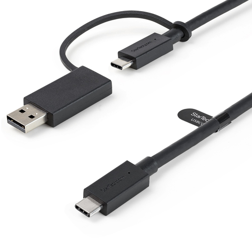 StarTech.com Cavo USB-C da 1 m con adattatore Dongle USB-A - Cavo ibrido 2-in-1 USB tipo C con USB-A - Da USB-C a USB-C (10Gbps/100W PD), da USB-A a USB-C (5Gbps) - Ideale per docking station ibride