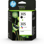 HP - HP 305 2-Pack Tri-color/Black Original Ink Cartridge, Resa standard, Inchiostro colorato, Inchiostro a base di pigmento, 120 pagine, 2 pz, Doppia confezione