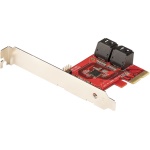 Startech.Com - StarTech.com Scheda PCIe SATA - Scheda di Espansione PCIe SATA a 4 porte 6 Gbps - Staffa a Profilo Basso/Alto - ASM1062 senza RAID - Convertitore PCI Express SATA per SSD/HDD, PCIe, SATA, PCIe 3.0, Rosso, ASMedia - ASM1164, 6 Gbit/s
