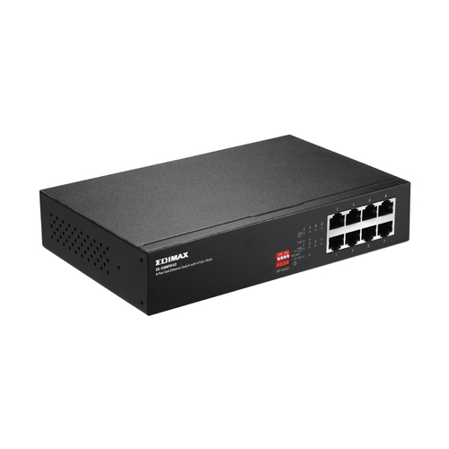 Edimax ES-1008PH V2 switch di rete Non gestito Fast Ethernet (10/100) Supporto Power over Ethernet (PoE) Nero