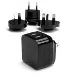 Startech.Com - StarTech.com Caricabatterie da Muro a doppia porta x2 USB ad alta potenza ( 17W / 3.4 Amp ) con prese da viaggio (Internazionale), Interno, AC, 5 V, Nero