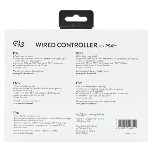 Gamepad Qubick ACP40169 PLAYSTATION 4 Black & White 2.0 Wired Bianco e