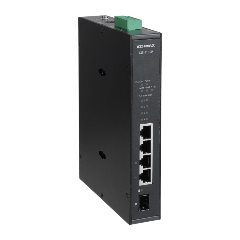 Switch di rete Edimax IGS 1105P INDUSTRIAL 1G Poe+ Din Rail Black
