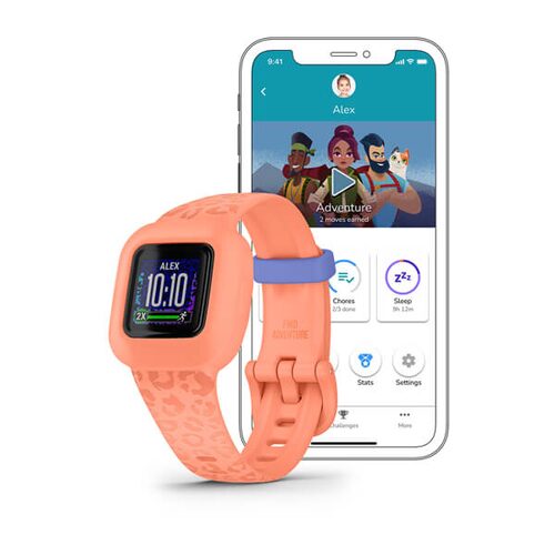 Smartband Garmin 010 02441 04 VIVOFIT JR 3 Peach leopard