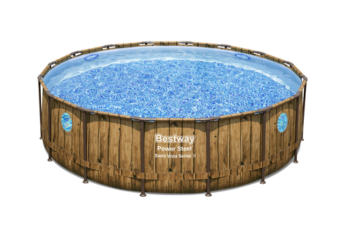 Piscina Bestway 56725 POWER STEEL Rotonda con Accessori Effetto legno