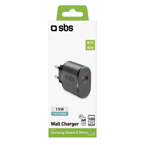Caricabatterie Sbs TETRTC15W WALL CHARGER 15W Adaptive Fast Charge Ner