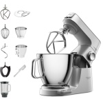 KENWOOD - Kenwood Titanium Chef Baker XL KVL85124SI Impastatrice Pplanetaria 1200W, Sbattitore con base, Acciaio inossidabile, Impasto, Miscelatura, 7 L, Manopola, 1,6 L