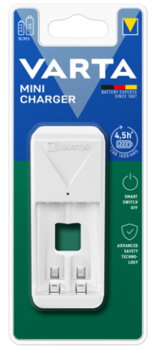 Caricabatterie Varta 57656201421 MINI CHARGER 2Xaaa Bianco Bianco