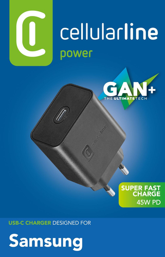 Caricabatterie Cellular Line ACHSMUSBC45WK FAST CHARGER Pd 45W Nero Ne