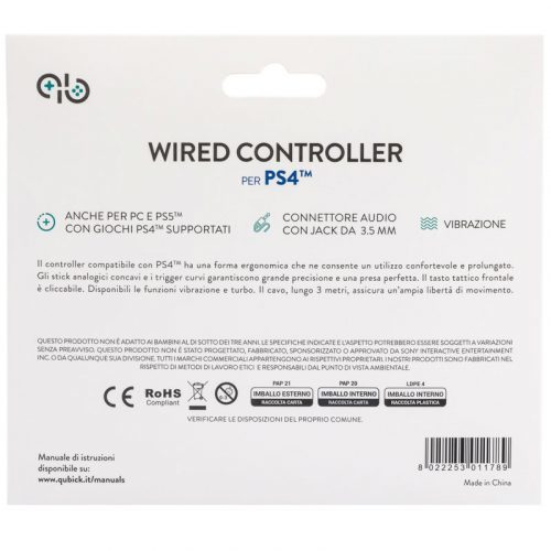 Gamepad Qubick ACP40177 PLAYSTATION 4 Wired Controller Blue Blue