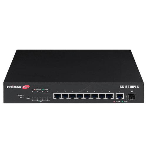 Edimax Switch GS-5210PLG Gestito Gigabit Ethernet (10/100/1000) Supporto Power over Ethernet (PoE) Nero