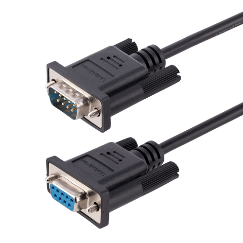 StarTech.com Cavo Seriale Null Modem RS232 da 3 m - Cavo Seriale Crossover con Schermatura in Alluminio - Cavo COM Connettore DB9 da Femmina a Maschio - Compatibile con Dispositivi DTE - Nero