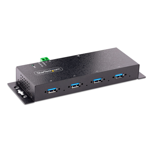 StarTech.com Hub USB 3.0 Industriale a 4 Porte - Multipresa USB Alimentata, ESD e Protezione da Sovratensione - Ciabatta USB-A 5Gbps Installabile a Parete/Scrivania/Barra DIN, Splitter USB con Porte B