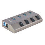 Startech.Com - StarTech.com Hub USB-C Autoalimentato a 4 Porte con Interruttori Individuali - Multipresa USB 3.0 5Gbps per Notebook e PC Desktop USB-C/A - Ciabatta USB-Type C BC 1.2 con Alimentatore, USB 3.2 Gen 1 (3.1 Gen 1) Type-B, USB 3.2 Gen 1 (3.1 Gen 1) Type-A, 5000 Mbit/s, Grigio, Plastica, 1 m