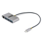 Startech.Com - StarTech.com Hub USB-C con Ethernet a 3 porte - Adattatore USB Type-C con 3x USB-A e 1X Ethernet Gigabit - Splitter USB C Alimentato da Bus- USB 3.0 5Gbps - Hub Portatile USB-C/USB-A - Cavo Integrato da 30cm - GbE, Cablato, USB 3.2 Gen 1 (3.1 Gen 1) Type-C, 10,100,1000 Mbit/s, IEEE 802.1Q, IEEE 802.1p, IEEE 802.3az, IEEE 802.3u, IEEE 802.3x, Grigio, RJ-45, USB 3.2 Gen 1 (3.1 Gen 1) Type-A