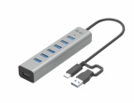 Iam8Bit - i-tec USB-C Charging Metal HUB 7 Port, USB 3.2 Gen 1 (3.1 Gen 1) Type-C, USB 3.2 Gen 1 (3.1 Gen 1) Type-A, 5000 Mbit/s, Grigio, 0,3 m, Android