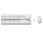 HP - HP Combo tastiera e mouse wireless 230, Full-size (100%), RF Wireless, Interruttore a chiave a membrana, Bianco, Mouse incluso