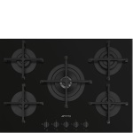 SMEG - Smeg Cucina PV275B, Nero, Superficie piana, 72 cm, Gas, Vetro, 5 Fornello(i)