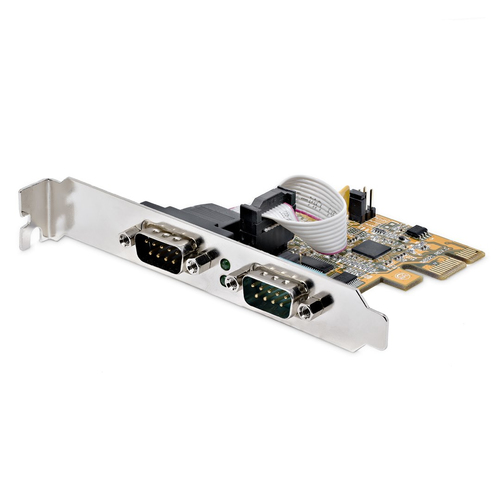 StarTech.com Scheda seriale PCI Express a due porte - Scheda di interfaccia seriale da PCIe a 2x RS232 (DB9)- Scheda PCIe con staffe standard o a basso profilo - 16C1050 UART - Ritenzione COM - Window