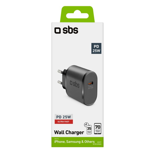 Sbs PD 25W Caricabatterie USB Sbs TETR1CPD25 WALL CHARGER PD 25W Black