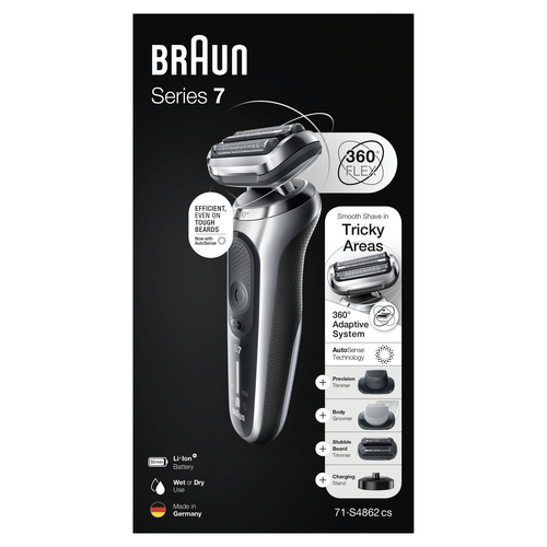 Braun 360 Flex Rasoio barba Braun 71 S4862CS SERIES 7 360 Flex Argento