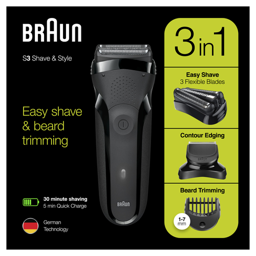 Braun Shave&Style 300BT Rasoio barba Braun 81702941 SERIES 3 Shave&Style 300BT Nero