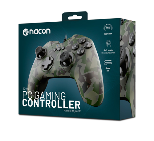 Nacon Wired Gaming Controller Gamepad Nacon PCGC 100FOREST PC GAME Wired Gaming Controller Camo Gree
