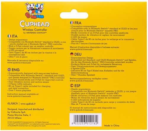 Qubick Cuphead Wireless Gamepad Qubick ACSW0242 SWITCH Cuphead Wireless Yellow Yellow