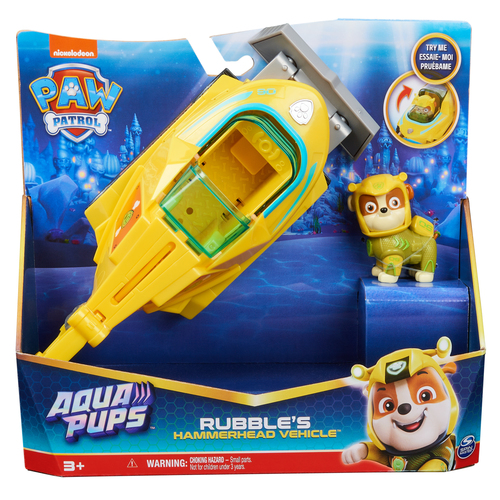 Spin Master Rubble con Veicolo Aqua Pups Personaggio Spin Master 6066158 PAW PATROL Rubble con Veicolo Aqua Pup