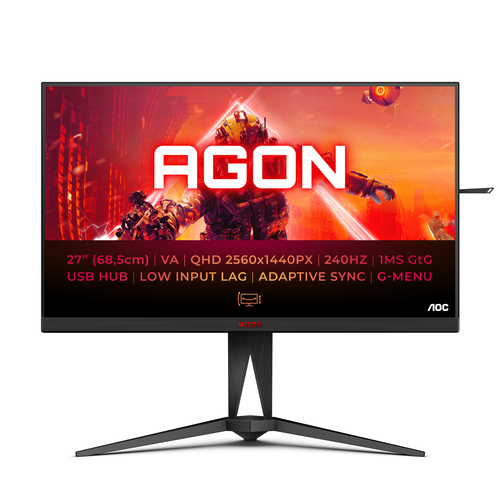 Aoc QHD Pivot Monitor Aoc AG275QZN EU AGON QHD Pivot Black e Red Black e Red