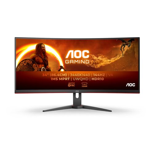 Monitor Aoc CU34G2XE BK WQHD Curvo Black e Red