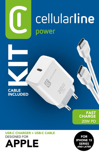 Caricabatterie Cellular Line ACHIPHKITC2CPD20WW CHARGER KIT 20W Power 