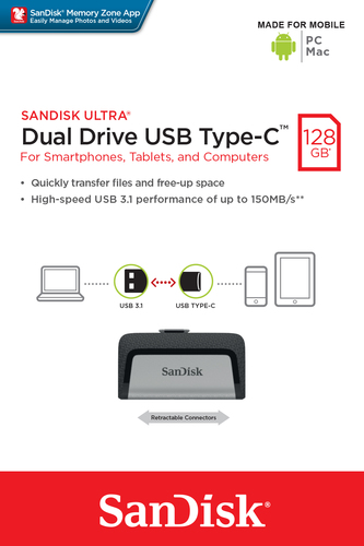 Sandisk  Chiavetta USB Sandisk SDDDC2 128G G46 ULTRA DUAL DRIVE Silver e Black
