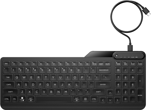 Hp 405 Multi Device Backlit Wired Tastiera computer Hp 7N7C1AA 405 Multi Device Backlit Wired Black