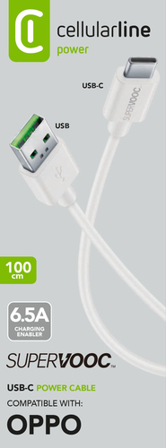 Cavo USB C Cellular Line USBDATASVUSBCW SUPERVOOC 6.5A Bianco Bianco