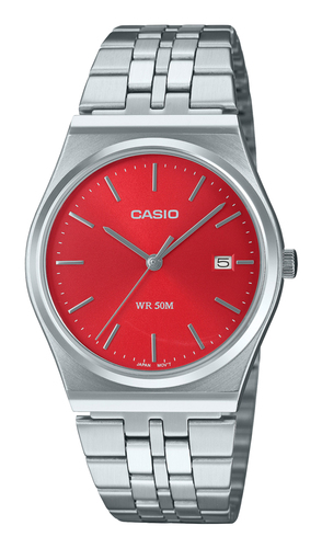 Orologio Casio MTP B145D 4A2VEF TIMELESS Silver e Red