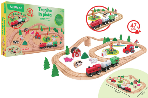 Pista treno Globo 42401 SIR WOOD Legno 47 pz Multicolor