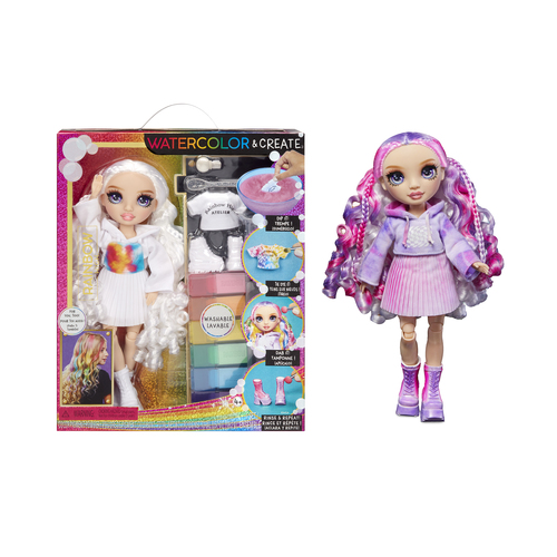 Bambola Mga 507581 RAINBOW HIGH WaterColor & Create Doll Purple Eyes