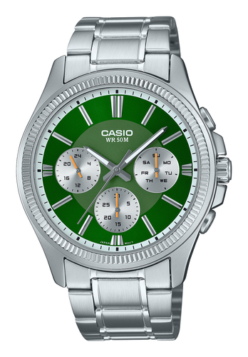 Orologio Casio MTP 1375PD 3AVEF Silver e Green