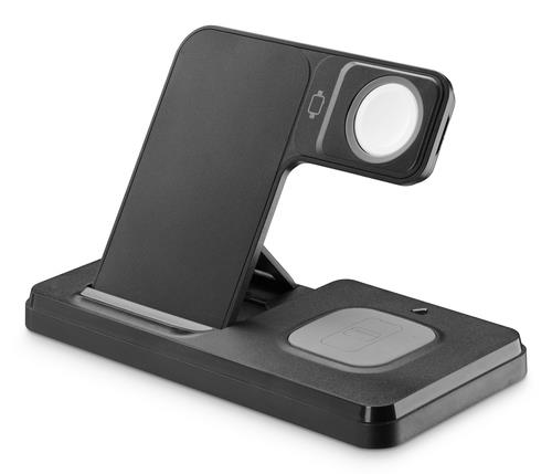 Caricabatterie Cellular Line WIRESTAND3IN1FBK TRIPLE 15W Black